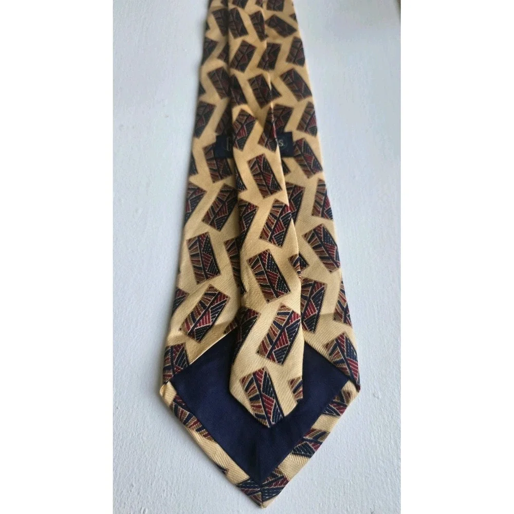 GITMAN BROS. Yellow Gold Geometric Men's tie 100% Silk Made in‎ USA
